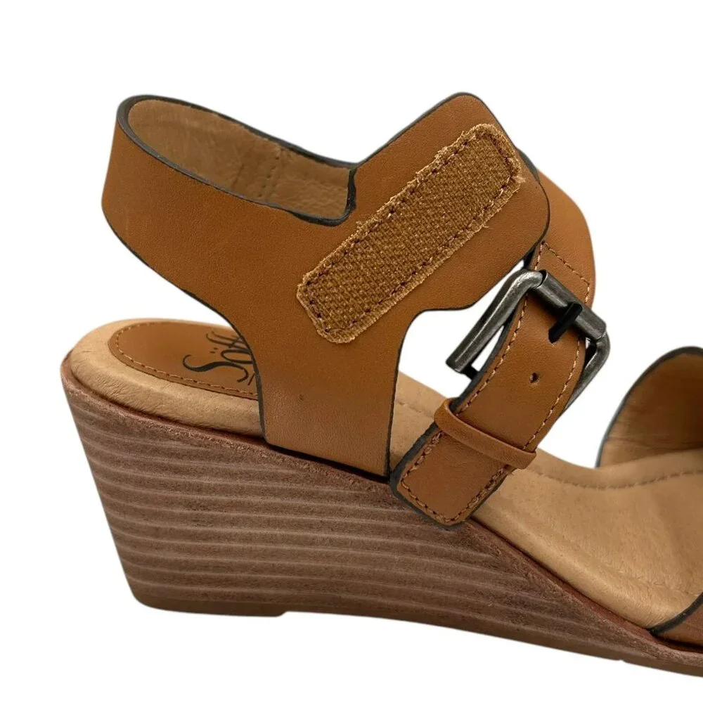 Sofft Garin Women’s Wedge Sandals Size 8.5‎ Brown Open-toe Hook & loop Closure